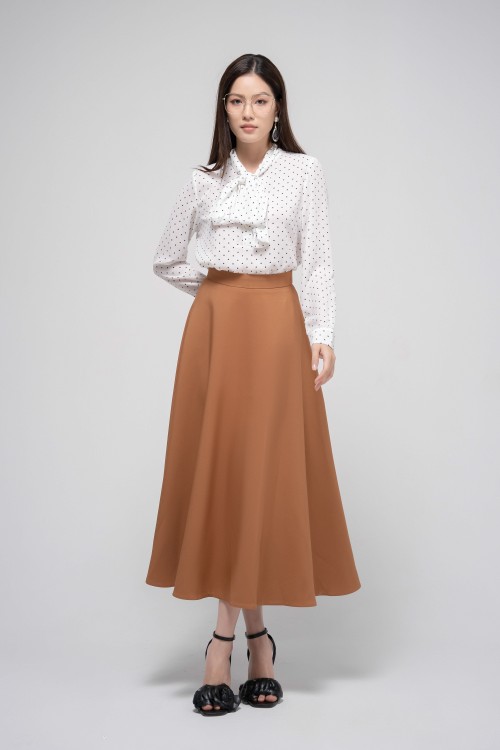 Sixdo Caramel Gored Midi Skirt (Chân váy)